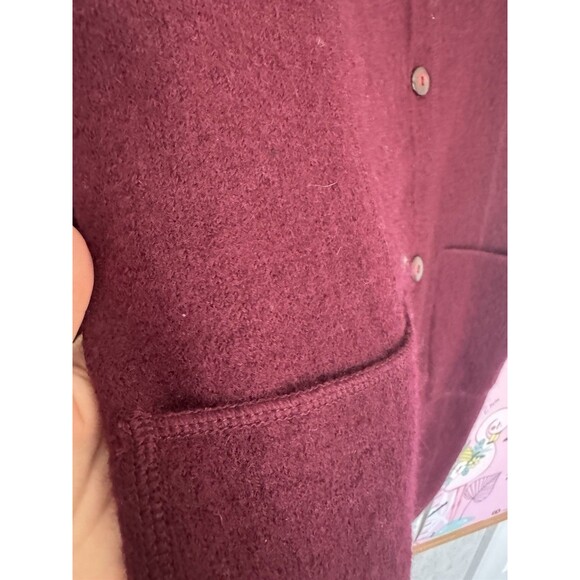 Crazy Horse 100% Wool Burgundy Large Womens Cardigan Red  Pockets - Picture 8 of 10